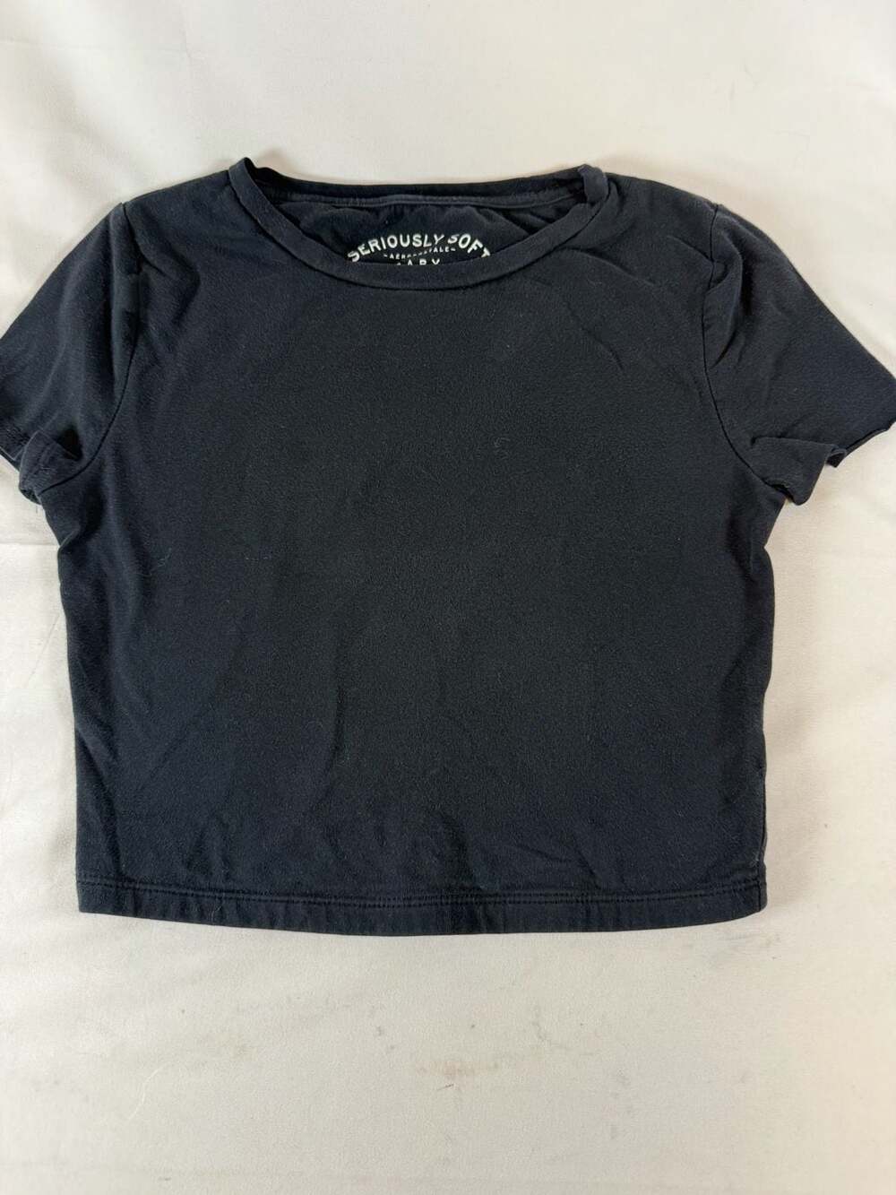 Aeropostale Womens Seriously Soft Baby Tee Size S Black Crop Top Y2K Basic Every